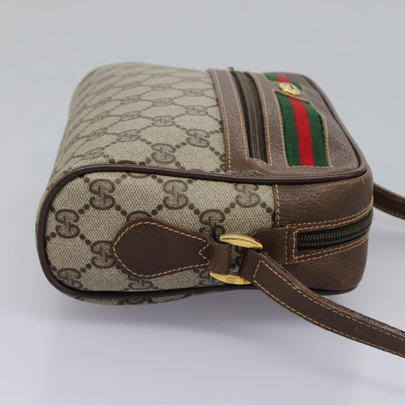 GUCCI GG Supreme Web Sherry Line Shoulder Bag PVC Beige 56 02 087 Auth BD868