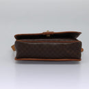 CELINE Macadam Canvas Shoulder Bag PVC Leather Brown Gold Auth BD871-5