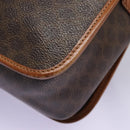CELINE Macadam Canvas Shoulder Bag PVC Leather Brown Gold Auth BD871-9