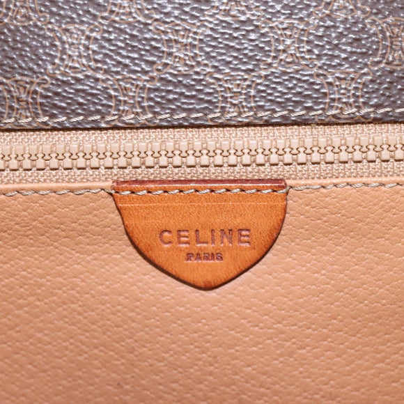 CELINE Macadam Canvas Shoulder Bag PVC Leather Brown Gold Auth BD871