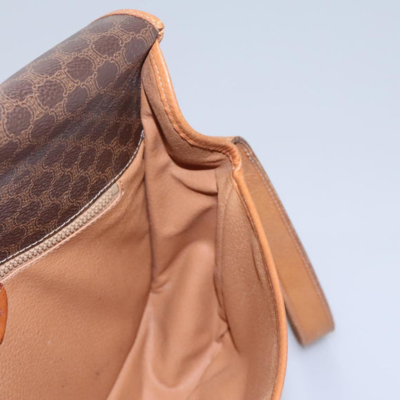 CELINE Macadam Canvas Shoulder Bag PVC Leather Brown Gold Auth BD871