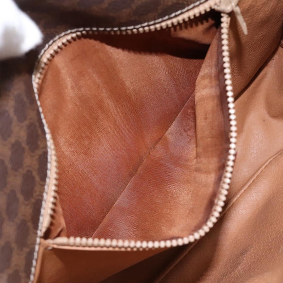 CELINE Macadam Canvas Shoulder Bag PVC Leather Brown Gold Auth BD871