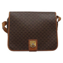 CELINE Macadam Canvas Shoulder Bag PVC Leather Brown Gold Auth BD871-13