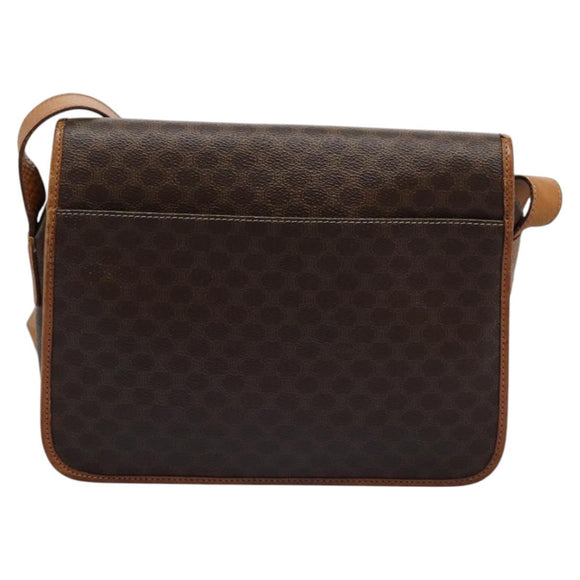 CELINE Macadam Canvas Shoulder Bag PVC Leather Brown Gold Auth BD871