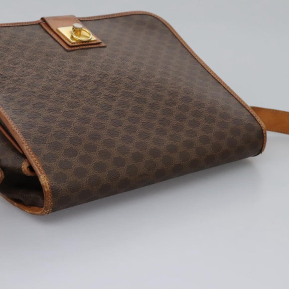 CELINE Macadam Canvas Shoulder Bag PVC Leather Brown Gold Auth BD871