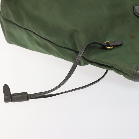 PRADA Tote Bag Nylon Khaki Gold Auth BD900