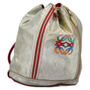 LOEWE Anagram Backpack PVC Leather Silver Auth BD905-1