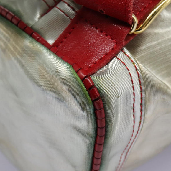 LOEWE Anagram Backpack PVC Leather Silver Auth BD905