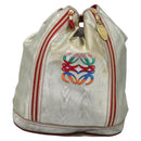 LOEWE Anagram Backpack PVC Leather Silver Auth BD905-13