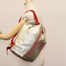 LOEWE Anagram Backpack PVC Leather Silver Auth BD905-23