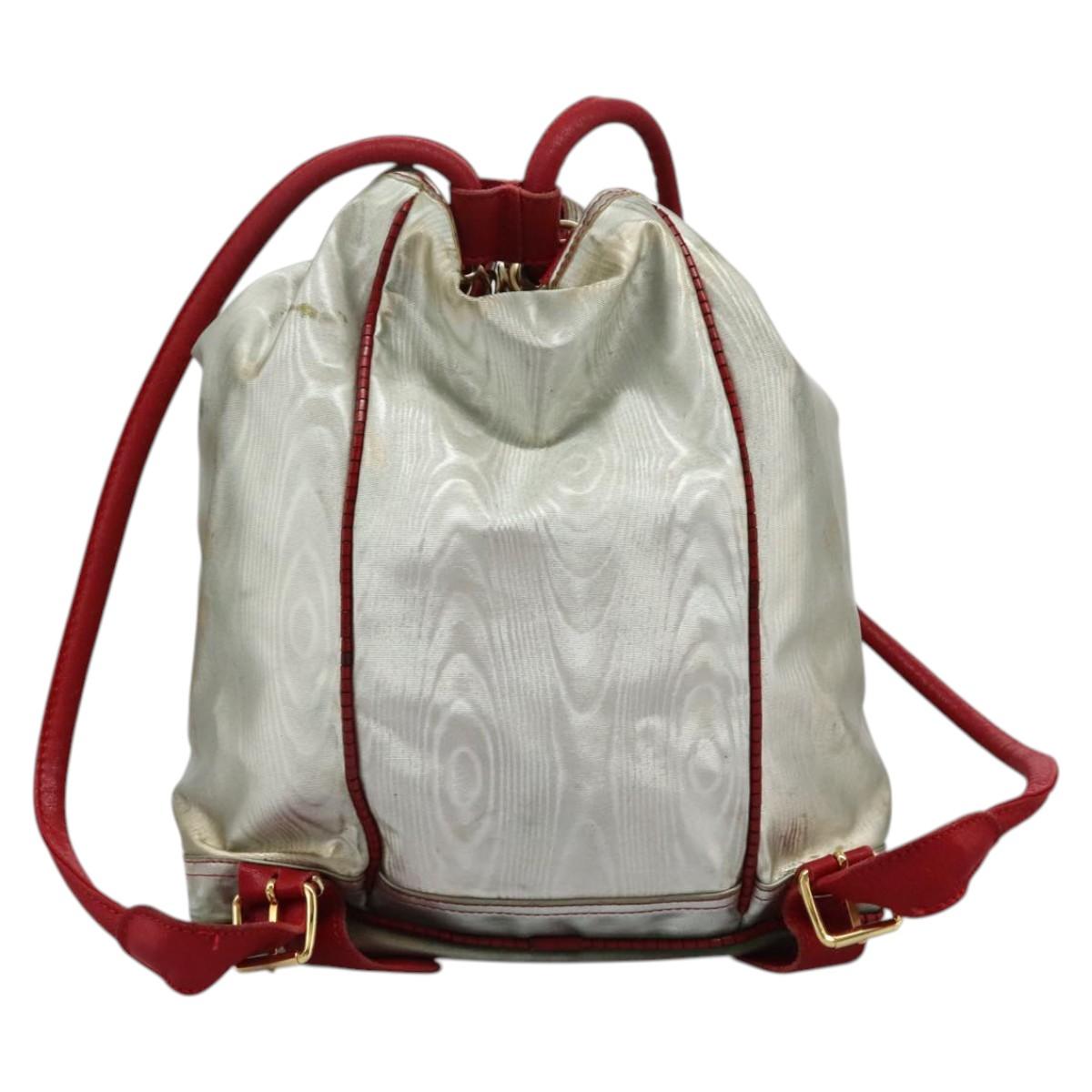 LOEWE Anagram Backpack PVC Leather Silver Auth BD905 | Brand  display picture 1