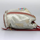 LOEWE Anagram Backpack PVC Leather Silver Auth BD905-4