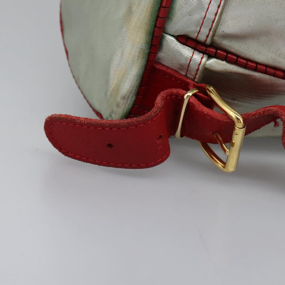 LOEWE Anagram Backpack PVC Leather Silver Auth BD905