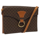 CELINE Macadam Canvas Shoulder Bag PVC Leather Brown Gold Auth BD908-1