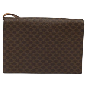 CELINE Macadam Canvas Shoulder Bag PVC Leather Brown Gold Auth BD908 - 0