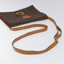 CELINE Macadam Canvas Shoulder Bag PVC Leather Brown Gold Auth BD908-7