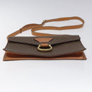 CELINE Macadam Canvas Shoulder Bag PVC Leather Brown Gold Auth BD908-5