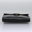 CELINE Circle Shoulder Bag Leather Black Gold Auth BD909-5