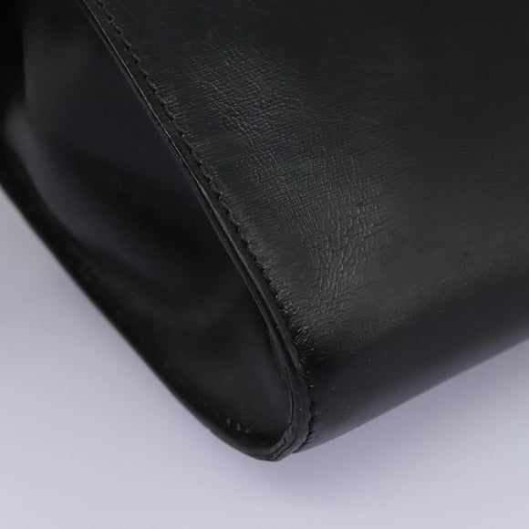 CELINE Circle Shoulder Bag Leather Black Gold Auth BD909