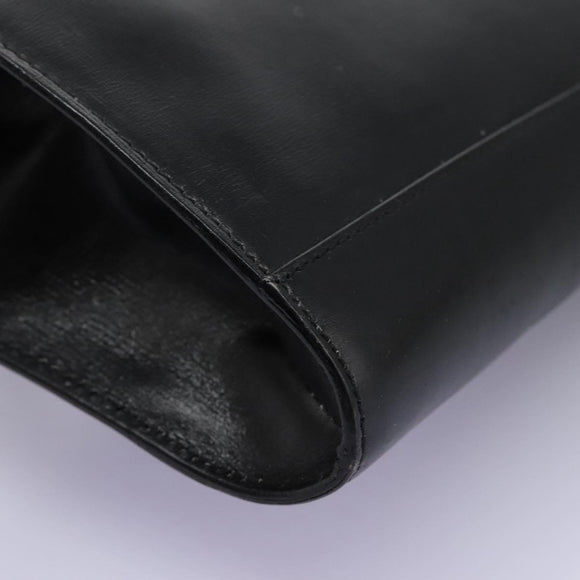 CELINE Circle Shoulder Bag Leather Black Gold Auth BD909