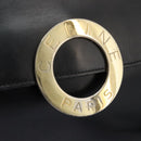 CELINE Circle Shoulder Bag Leather Black Gold Auth BD909-18