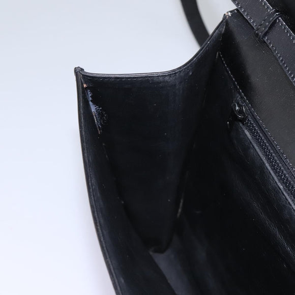 CELINE Circle Shoulder Bag Leather Black Gold Auth BD909