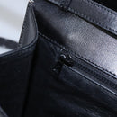 CELINE Circle Shoulder Bag Leather Black Gold Auth BD909-22