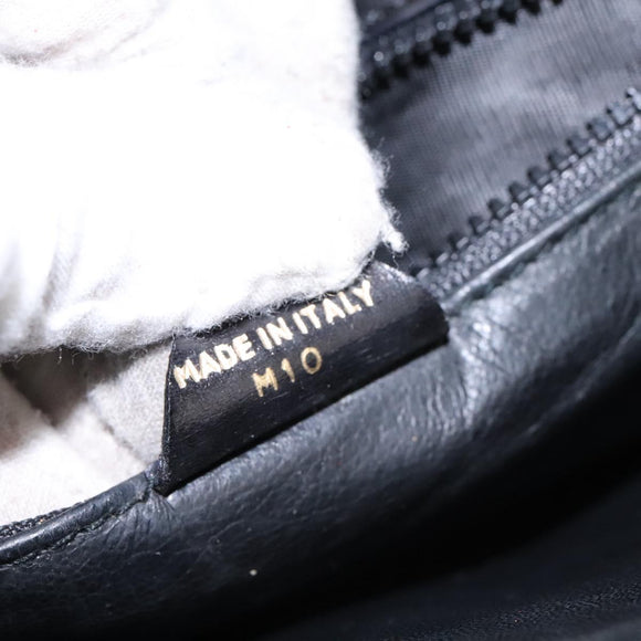 CELINE Circle Shoulder Bag Leather Black Gold Auth BD909