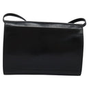 CELINE Circle Shoulder Bag Leather Black Gold Auth BD909-2