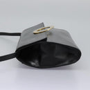 CELINE Circle Shoulder Bag Leather Black Gold Auth BD909-3