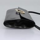 CELINE Circle Shoulder Bag Leather Black Gold Auth BD909-4