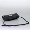 CELINE Circle Shoulder Bag Leather Black Gold Auth BD909-7