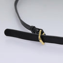 CELINE Circle Shoulder Bag Leather Black Gold Auth BD909-8