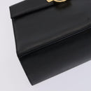 Salvatore Ferragamo Gancini Hand Bag Leather 2way Black Gold Auth BD910-15
