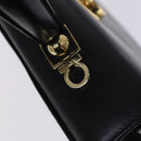 Salvatore Ferragamo Gancini Hand Bag Leather 2way Black Gold Auth BD910-9