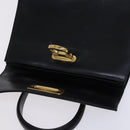 Salvatore Ferragamo Gancini Hand Bag Leather 2way Black Gold Auth BD910-10