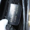 Salvatore Ferragamo Gancini Hand Bag Leather 2way Black Gold Auth BD910-12