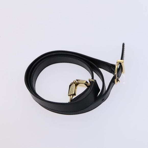 Salvatore Ferragamo Gancini Hand Bag Leather 2way Black Gold Auth BD910