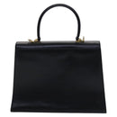 Salvatore Ferragamo Gancini Hand Bag Leather 2way Black Gold Auth BD910-2
