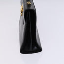 Salvatore Ferragamo Gancini Hand Bag Leather 2way Black Gold Auth BD910-3