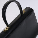 Salvatore Ferragamo Gancini Hand Bag Leather 2way Black Gold Auth BD910-6