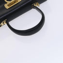 Salvatore Ferragamo Gancini Hand Bag Leather 2way Black Gold Auth BD910-7
