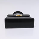 Salvatore Ferragamo Gancini Hand Bag Leather 2way Black Gold Auth BD910-5