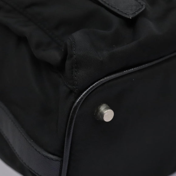 PRADA Shoulder Bag Nylon Black Gold Auth BD928V
