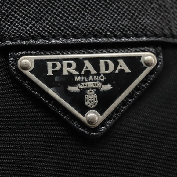 PRADA Shoulder Bag Nylon Black Gold Auth BD928V