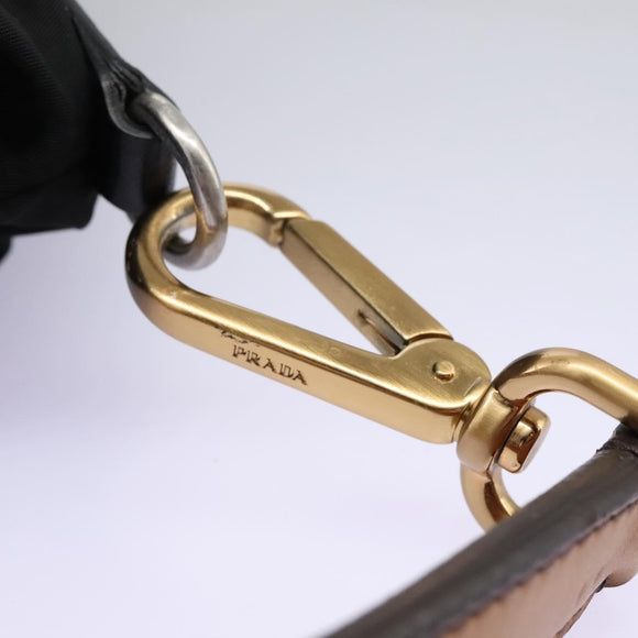 PRADA Shoulder Bag Nylon Black Gold Auth BD928V