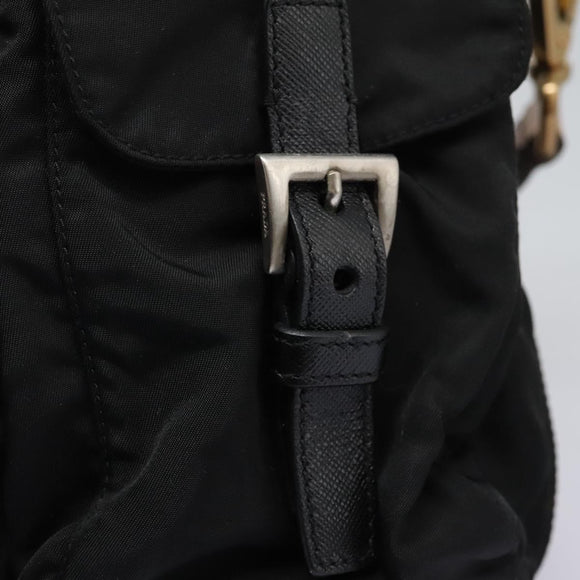 PRADA Shoulder Bag Nylon Black Gold Auth BD928V
