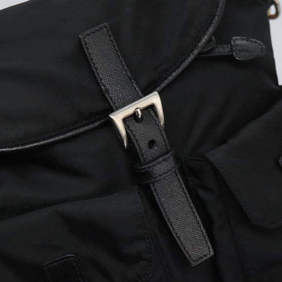 PRADA Shoulder Bag Nylon Black Gold Auth BD928V