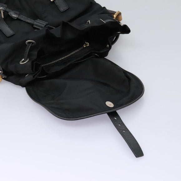 PRADA Shoulder Bag Nylon Black Gold Auth BD928V