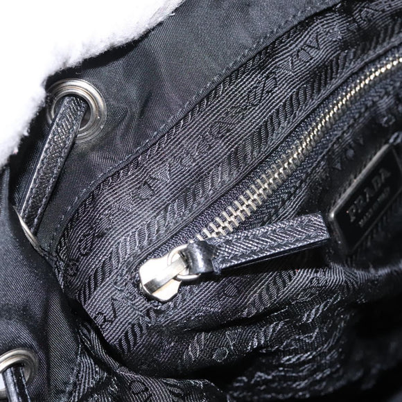 PRADA Shoulder Bag Nylon Black Gold Auth BD928V